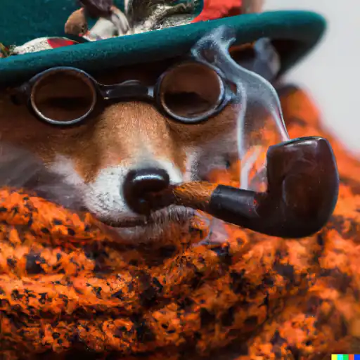 DALL·E 2022 10 25 17.01.32   An 90 mm lense photo portrait of A fox with a scarf and a hat is smoking a pipe gigapixel low_res scale 6_00x